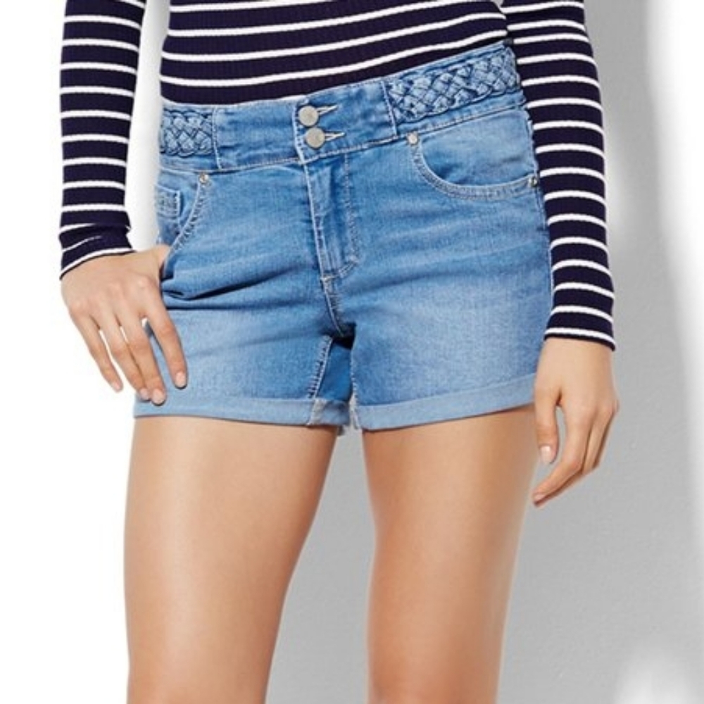 Mid rise jean shorts